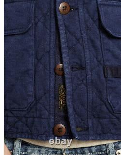 $298 Polo Ralph Lauren Medium Navy Quilted Shawl Jacket Blazer Utility RRL Coat