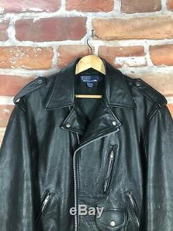 $2k+ Polo Ralph Lauren L Leather Belted Motorcycle RRL Cafe Racer Biker Jacket