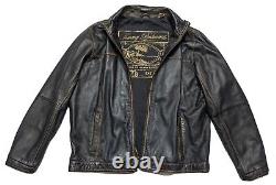 $398 Tommy Bahama Mens Motorcycle Jacket Distressed Leather Black Rocker Coat XL