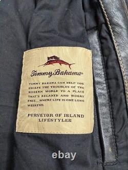 $398 Tommy Bahama Mens Motorcycle Jacket Distressed Leather Black Rocker Coat XL