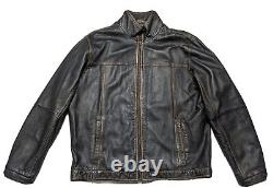 $398 Tommy Bahama Mens Motorcycle Jacket Distressed Leather Black Rocker Coat XL