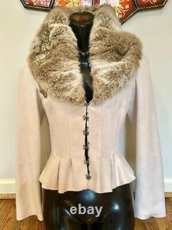 $3,240 CHLOE FUR Collar 2pc Dress SET Jacket 34 36 38 2 4 6 Coat Top Blazer S M