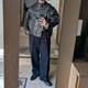 40s Swedish Army Motorcycle Leather Jacket Euro Military Actual Vintage Used