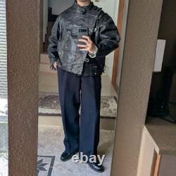 40s Swedish Army Motorcycle Leather Jacket Euro Military Actual Vintage Used