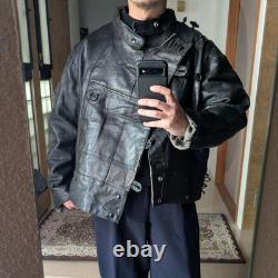 40s Swedish Army Motorcycle Leather Jacket Euro Military Actual Vintage Used