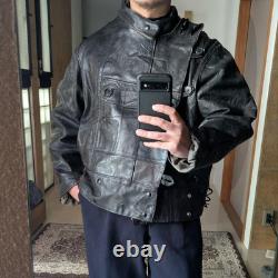 40s Swedish Army Motorcycle Leather Jacket Euro Military Actual Vintage Used