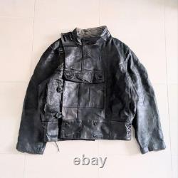 40s Swedish Army Motorcycle Leather Jacket Euro Military Actual Vintage Used