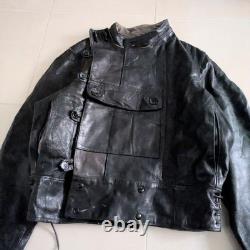 40s Swedish Army Motorcycle Leather Jacket Euro Military Actual Vintage Used