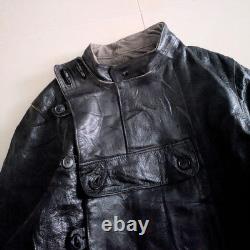40s Swedish Army Motorcycle Leather Jacket Euro Military Actual Vintage Used