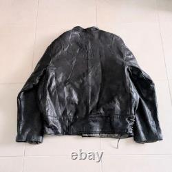 40s Swedish Army Motorcycle Leather Jacket Euro Military Actual Vintage Used