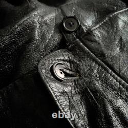 40s Swedish Army Motorcycle Leather Jacket Euro Military Actual Vintage Used