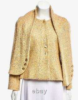 $4200 Mint Chanel Vintage OOT Gold Tweed Boucle Jacket 34 36 38 2 4 6 Coat Top M