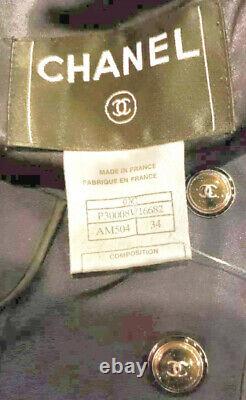 $4,250 Chanel 07a Blue CC Logo Dress Jacket 34 36 2 4 6 Suit Blazer Coat Top S M