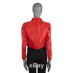 52803 auth COURREGES red cotton vinyl Cropped Biker Jacket 46 XXL