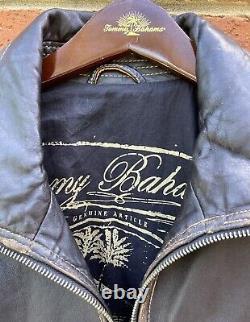 $595 Tommy Bahama Mens'big Sur' Vintage Leather Motorcycle Jacket Coat L Large