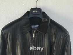 5.5k$ Rare Gianni Versace Man Summer 2002 Pleated Leather Biker Jacket M