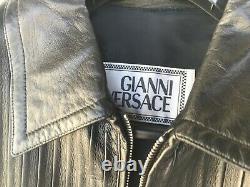 5.5k$ Rare Gianni Versace Man Summer 2002 Pleated Leather Biker Jacket M