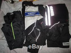 5 pc Yamaha Touring Black Textile Motorcycle Motor Bike Outfit & Glove Preowned