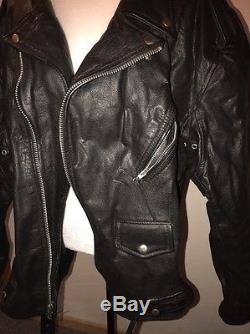 60 Custom Motorcycle Biker Rider Real McCoys Black Horsehide Leather Jacket