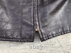 60s/70s vtg ESPRESSO BROWN LEATHER CAFE RACER MOTORCYCLE JACKET 40 Moto Lined