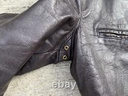 60s/70s vtg ESPRESSO BROWN LEATHER CAFE RACER MOTORCYCLE JACKET 40 Moto Lined