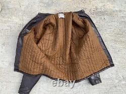 60s/70s vtg ESPRESSO BROWN LEATHER CAFE RACER MOTORCYCLE JACKET 40 Moto Lined