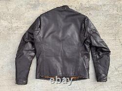 60s/70s vtg ESPRESSO BROWN LEATHER CAFE RACER MOTORCYCLE JACKET 40 Moto Lined