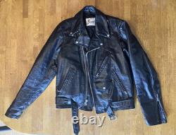 70s 80s Berman's Vintage Leather Black Motorcycle Punk Jacket 40 Reg Brando -ish
