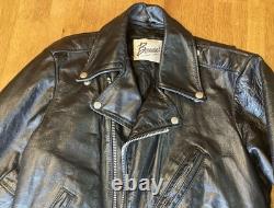 70s 80s Berman's Vintage Leather Black Motorcycle Punk Jacket 40 Reg Brando -ish