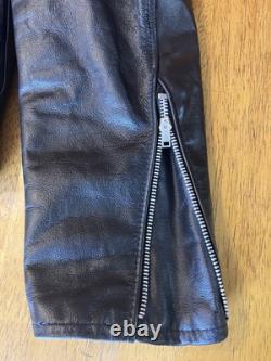 70s 80s Berman's Vintage Leather Black Motorcycle Punk Jacket 40 Reg Brando -ish