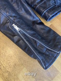 70s 80s Berman's Vintage Leather Black Motorcycle Punk Jacket 40 Reg Brando -ish
