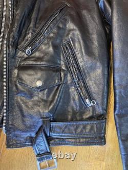 70s 80s Berman's Vintage Leather Black Motorcycle Punk Jacket 40 Reg Brando -ish