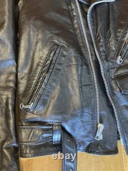 70s 80s Berman's Vintage Leather Black Motorcycle Punk Jacket 40 Reg Brando -ish