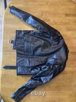 70s 80s Berman's Vintage Leather Black Motorcycle Punk Jacket 40 Reg Brando -ish