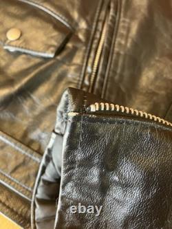 70s 80s Berman's Vintage Leather Black Motorcycle Punk Jacket 40 Reg Brando -ish