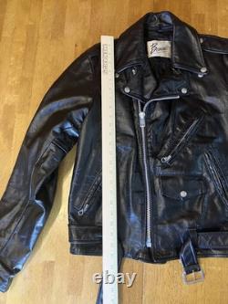 70s 80s Berman's Vintage Leather Black Motorcycle Punk Jacket 40 Reg Brando -ish
