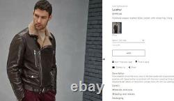 $7995 BRUNELLO CUCINELLI Leather Shearling Moto Biker Jacket Coat Tan S M