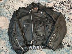 80's Vintage Interstate Motorcycle Leather Jacket 46/XL Biker Classic Originals