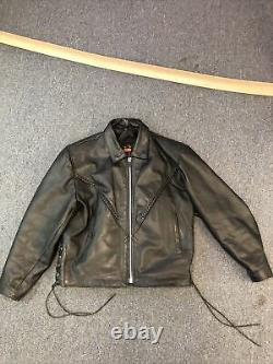 80's Vintage Interstate Motorcycle Leather Jacket Men's Sz XXL Pre Owned