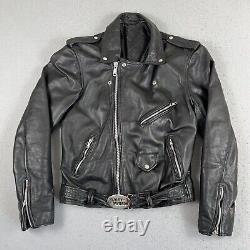 80s Harley Davidson Full Zip Leather Motorcycle Jacket Men's Size 44