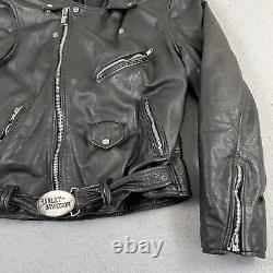 80s Harley Davidson Full Zip Leather Motorcycle Jacket Men's Size 44