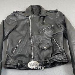 80s Harley Davidson Full Zip Leather Motorcycle Jacket Men's Size 44