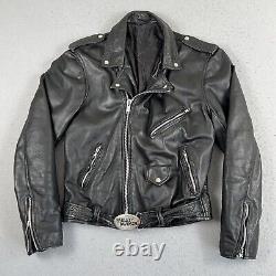 80s Harley Davidson Full Zip Leather Motorcycle Jacket Men's Size 44