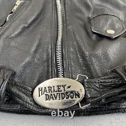 80s Harley Davidson Full Zip Leather Motorcycle Jacket Men's Size 44