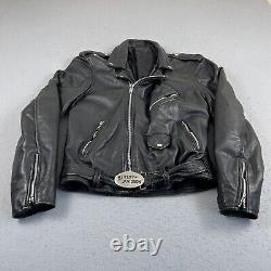 80s Harley Davidson Full Zip Leather Motorcycle Jacket Men's Size 44