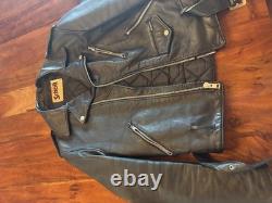 80s VTG Schott 418 SM Leather Motorcycle Jacket 42 USA Large