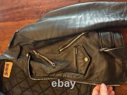80s VTG Schott 418 SM Leather Motorcycle Jacket 42 USA Large