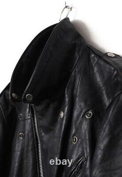 80s Vintage Mens SCHOTT Perfecto Motorcycle Jacket Leather Black Size 46 3XL