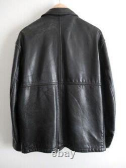 90s Vintage Schott Mens 134 Cowhide Leather Car Coat USA Made Jacket 44 Black L