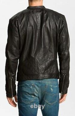 $950 Authentic Rare DIESEL Men's Soft Genuine Leather Black Biker Jacket